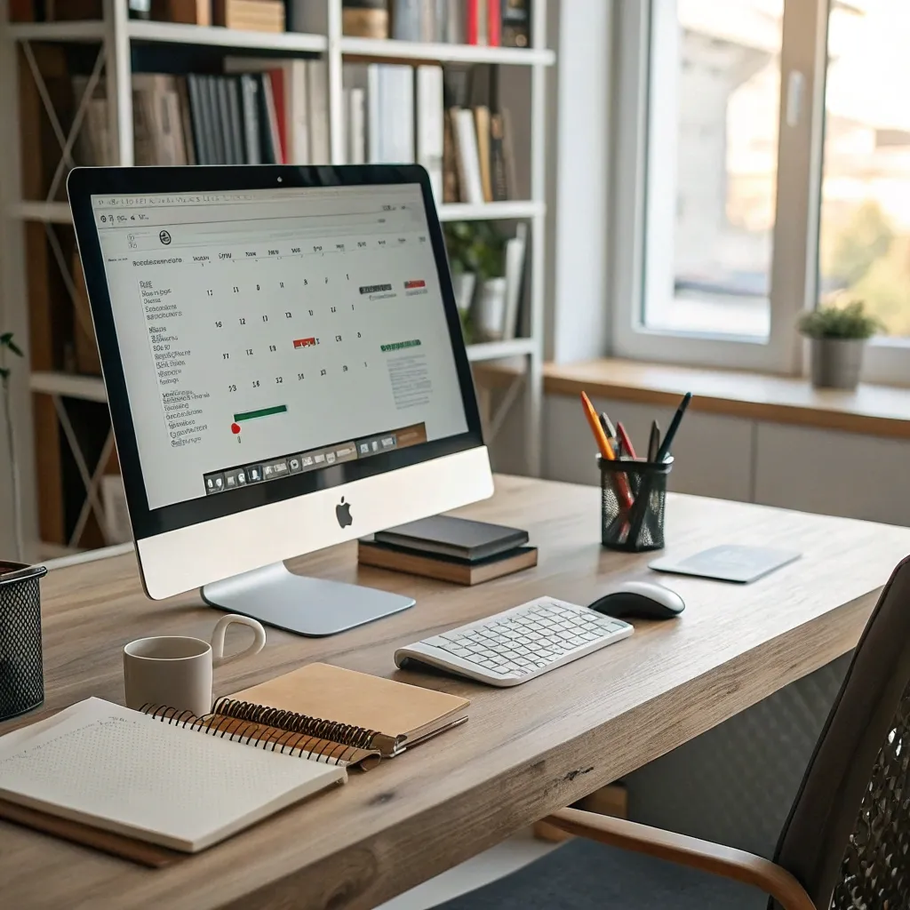 Professional office setting with desk and computer